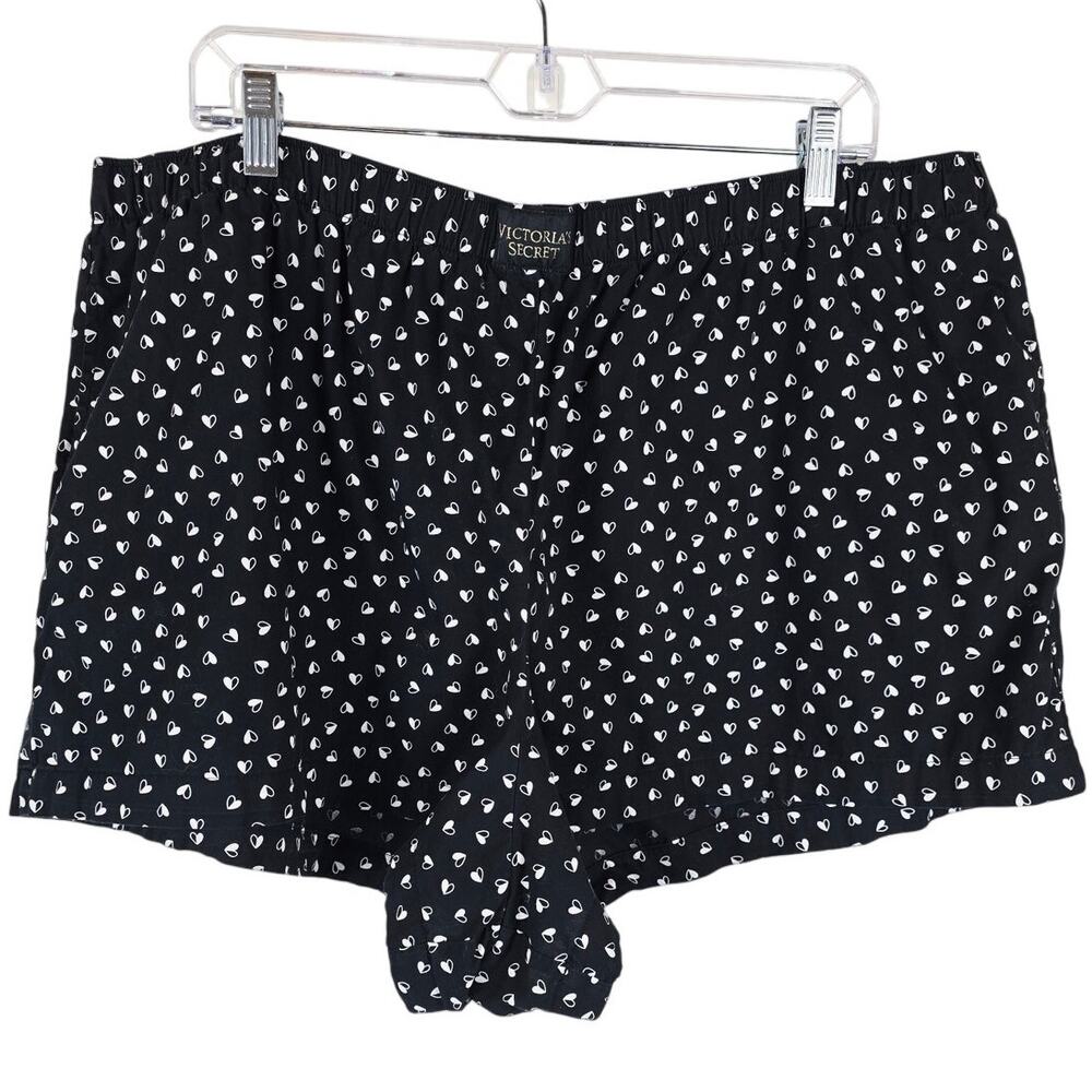 Victoria Secret Black White Hearts Sleep Night Pajama Women's Shorts XXL